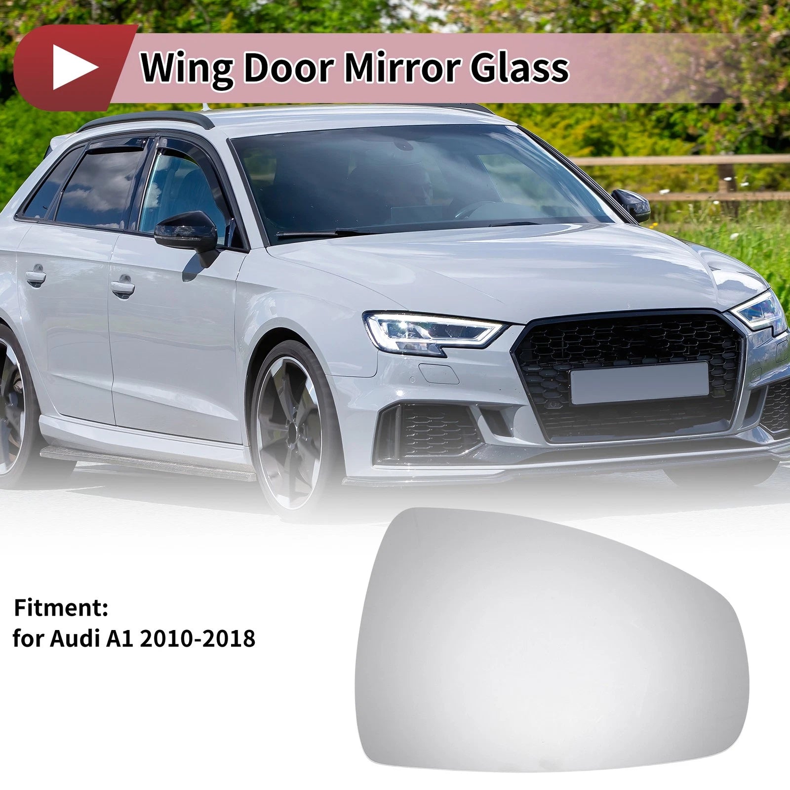 1 Pc Right Side Wing Mirror Glass for Audi A1 (2010–2018)