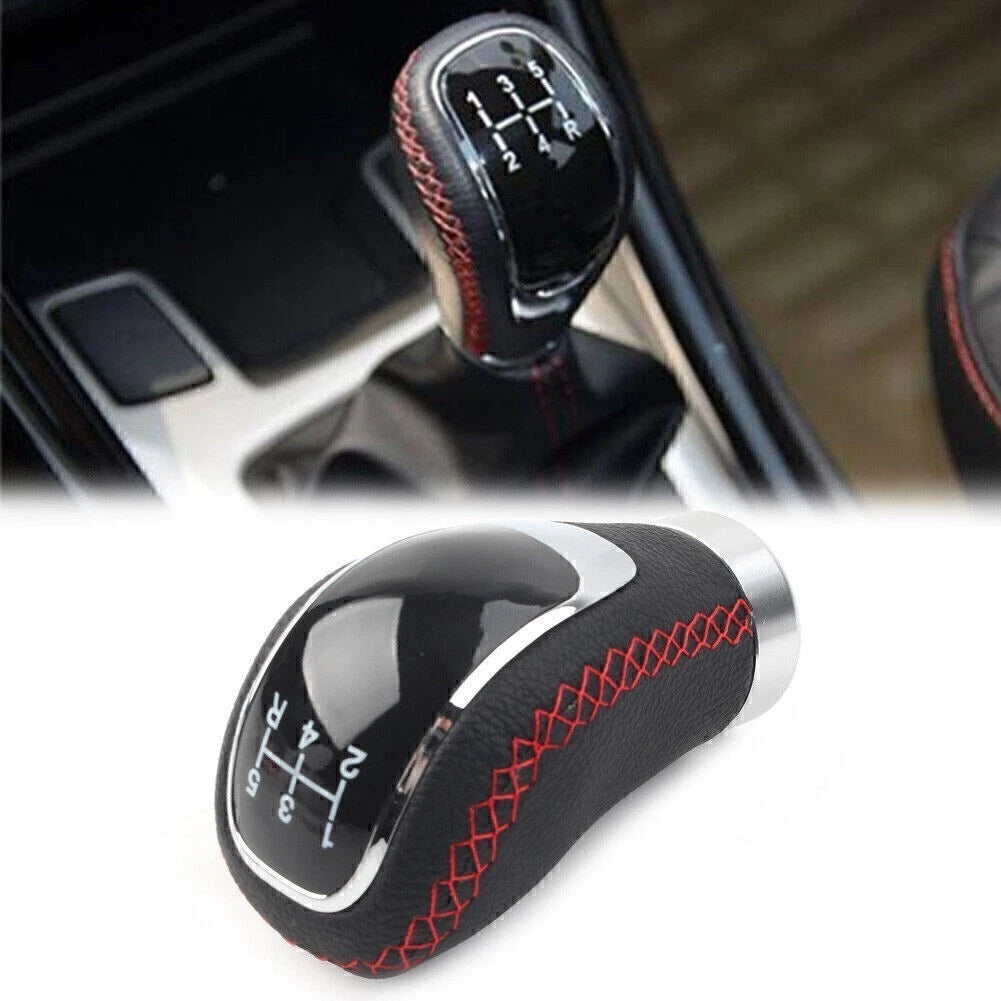 5 Speed Leather Manual Gear Shift Lever Head for Universal Cars