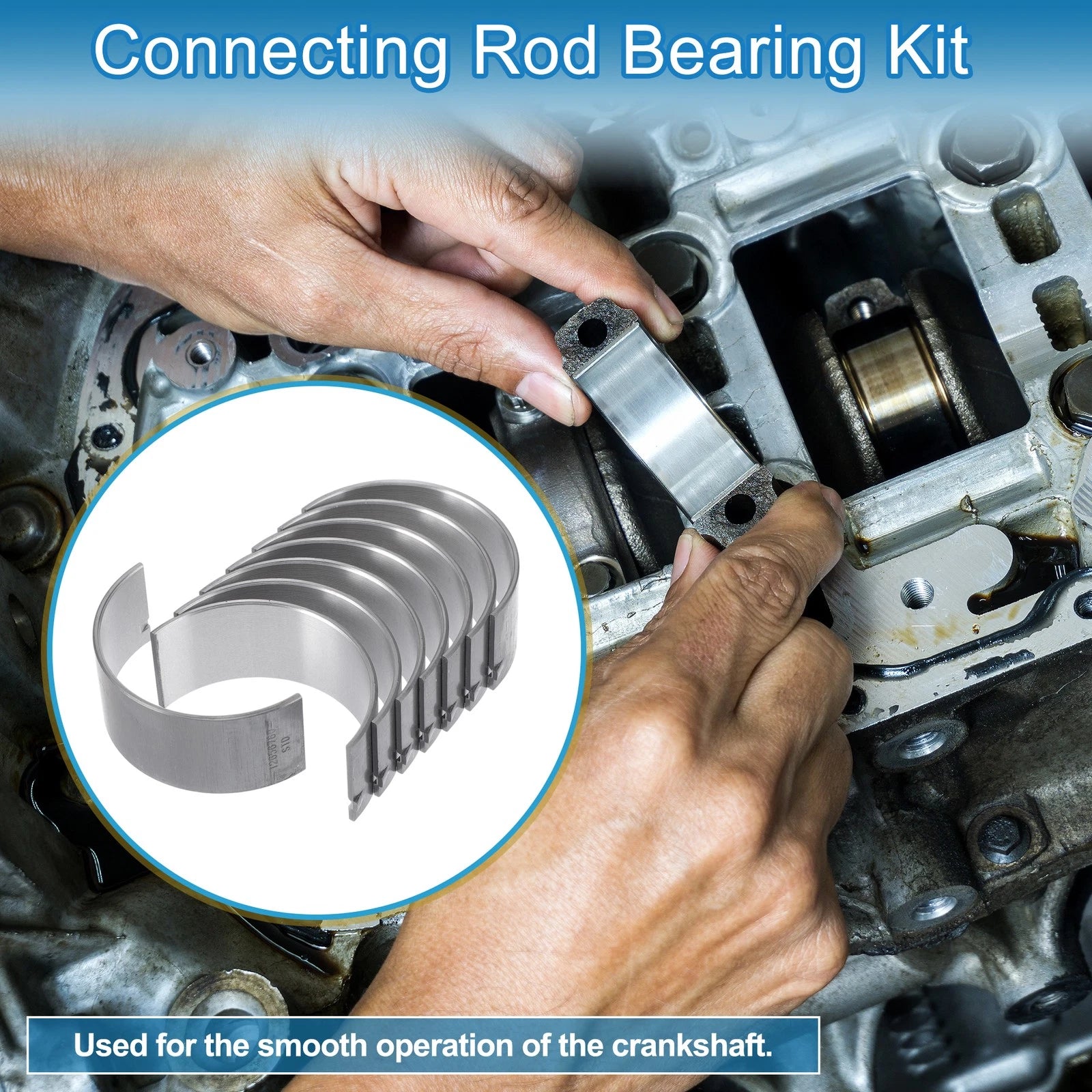 Connecting Rod Bearing Set Replacement for Chevrolet Malibu (2013–2015) 8 Pc
