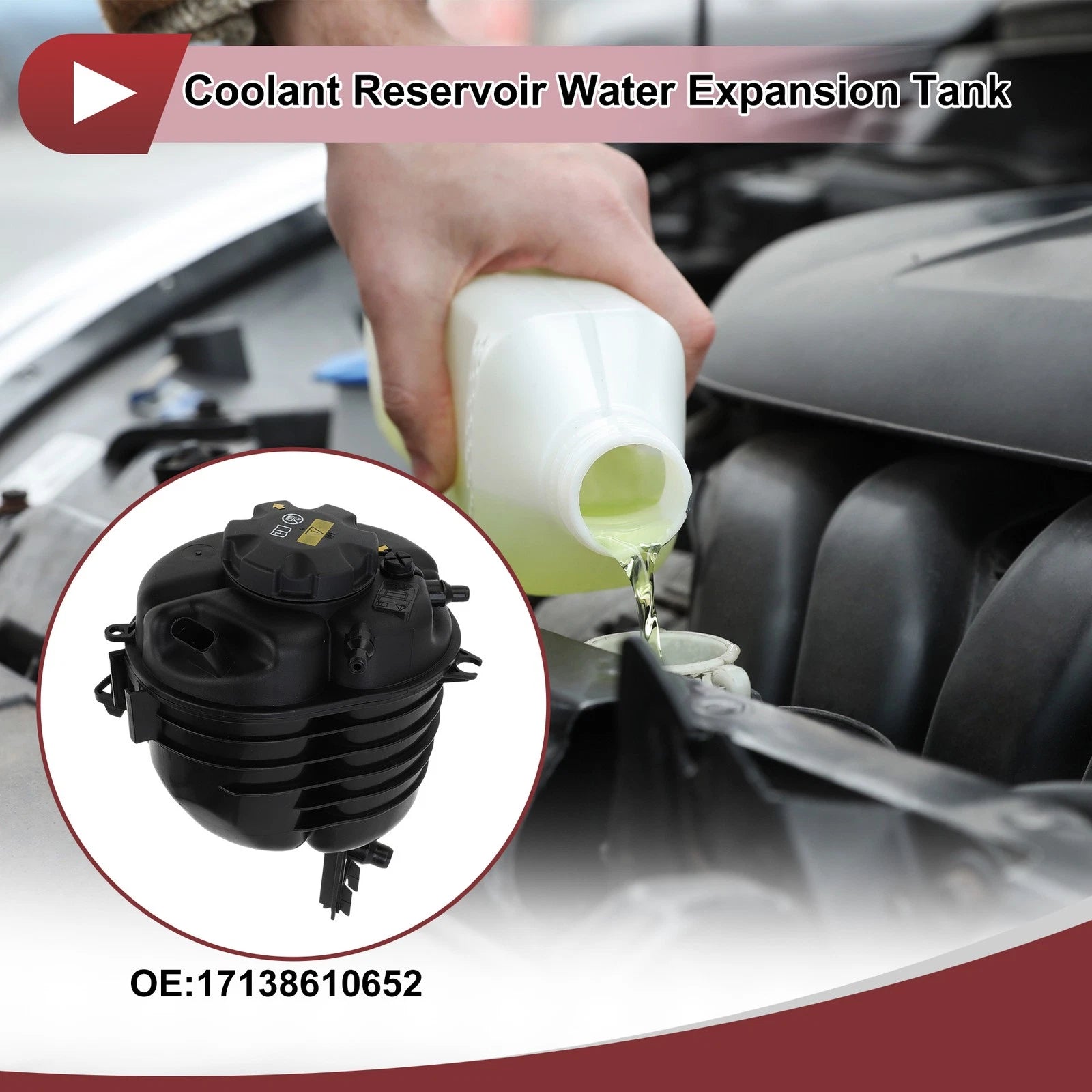 Coolant Expansion Tank with Cap Replacement for BMW 330i (2017–2019)