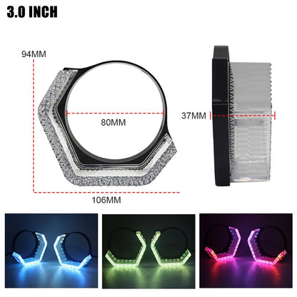 3" Angel Eyes Rings DRL Covers with Turn Signal Light for Headlight
