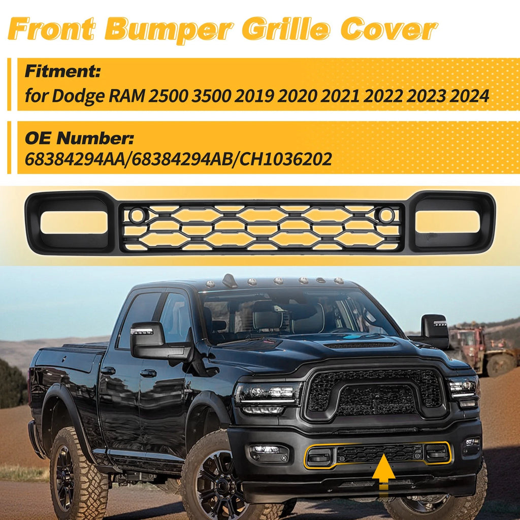 Front Bumper Grille Cover Replacement for Dodge Ram 2500 3500 (2019–2024)