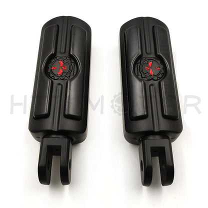 Black Gear Skull Footpegs for Harley FXBB FXBR FXBRS FXLR (2018–2023)
