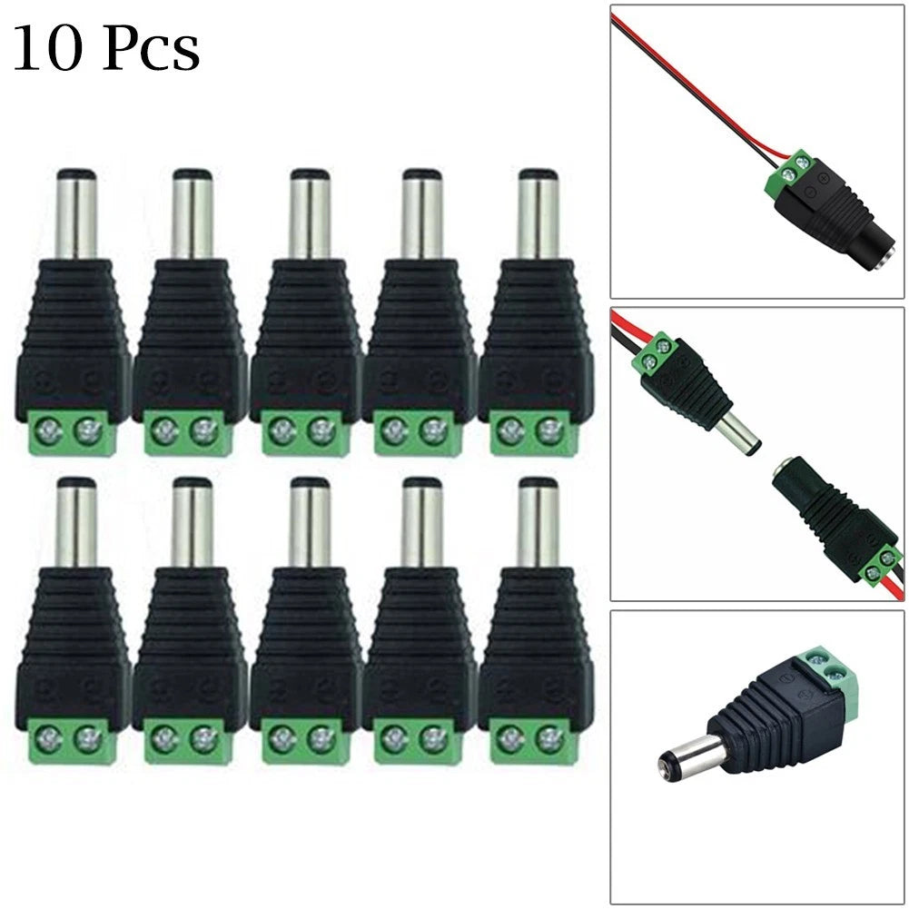 Set of 10 DC Power Connector Jacks for 12V Systems