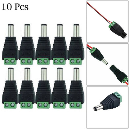 Set of 10 DC Power Connector Jacks for 12V Systems
