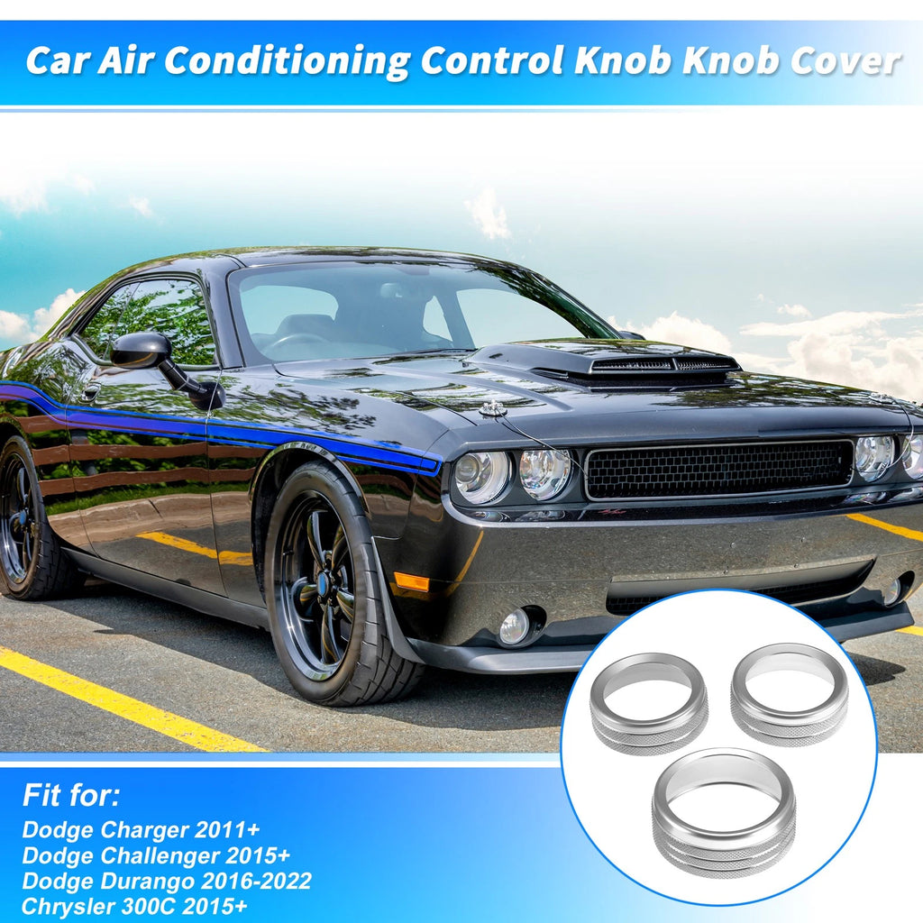 3 pcs Control Switch Knob Button Cover Trim Ring for Dodge Charger (2011–2023)