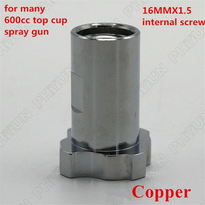 M16x1.5 Internal Thread Adapter Joint w/ 600ML Paint Hard Cup For Spray Gun Tool