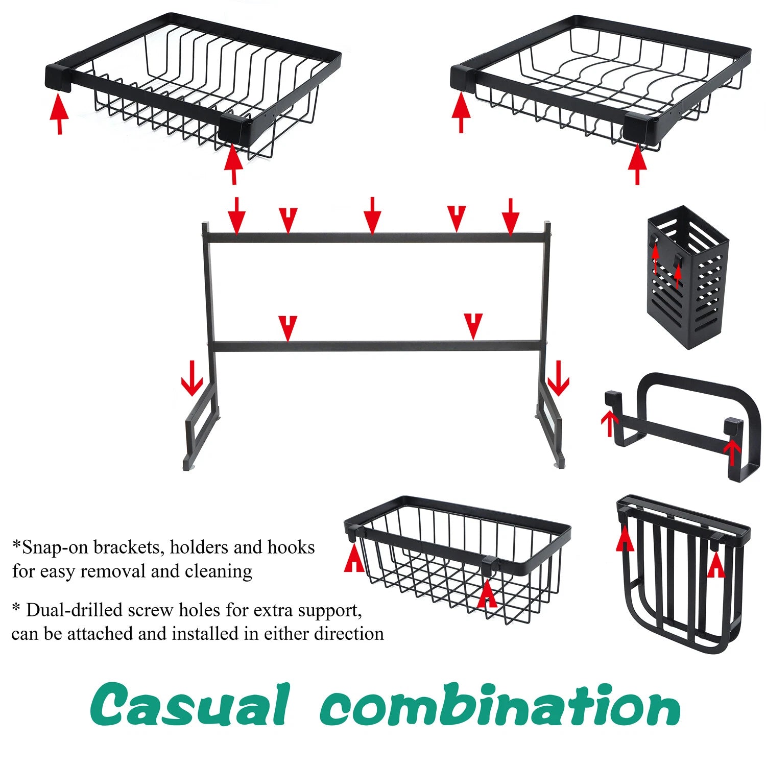 Stainless Steel Drying Rack for Kitchen Sink (Fits Most Models)