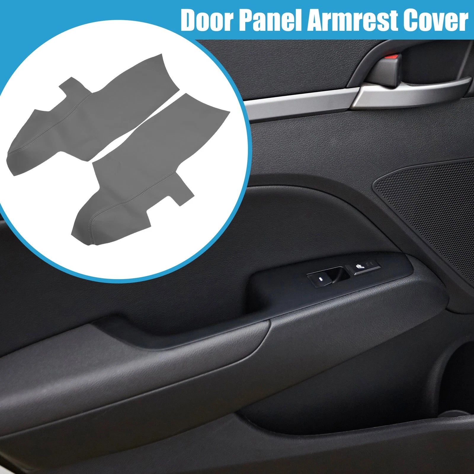 Front Door Panel Armrest Cover Pair for Hyundai Santa Fe (2006–2012) Gray