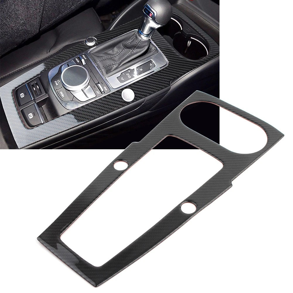 Center Console Gear Shift Panel Frame Cover for Audi A3 (2014–2019) Carbon Fiber