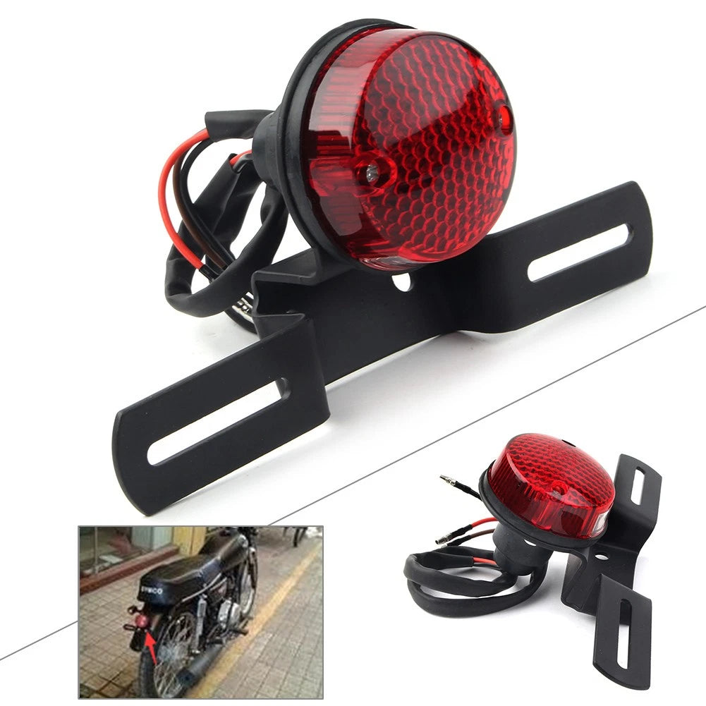 12V Round Red Brake Tail Light for Bobber Chopper Cafe Racer (ATVS)
