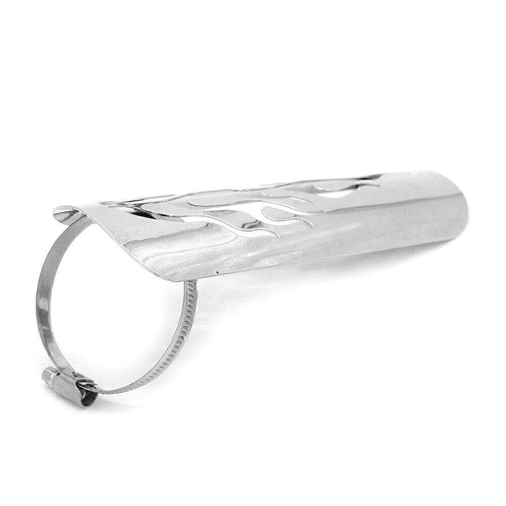 1x Motorcycle Chrome Exhaust Muffler Pipe Heat Shield Cover Heel Guard Universal