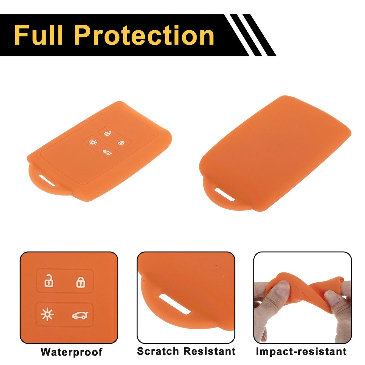 Orange TPU Car Key Case for Renault Clio (2012–2019)