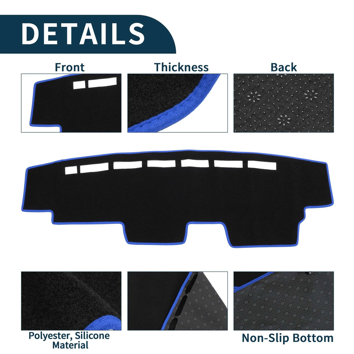 Dashboard Cover Mat for Honda N-VAN JJ1 JJ2 (2018–2023) Sun Protector Black Blue