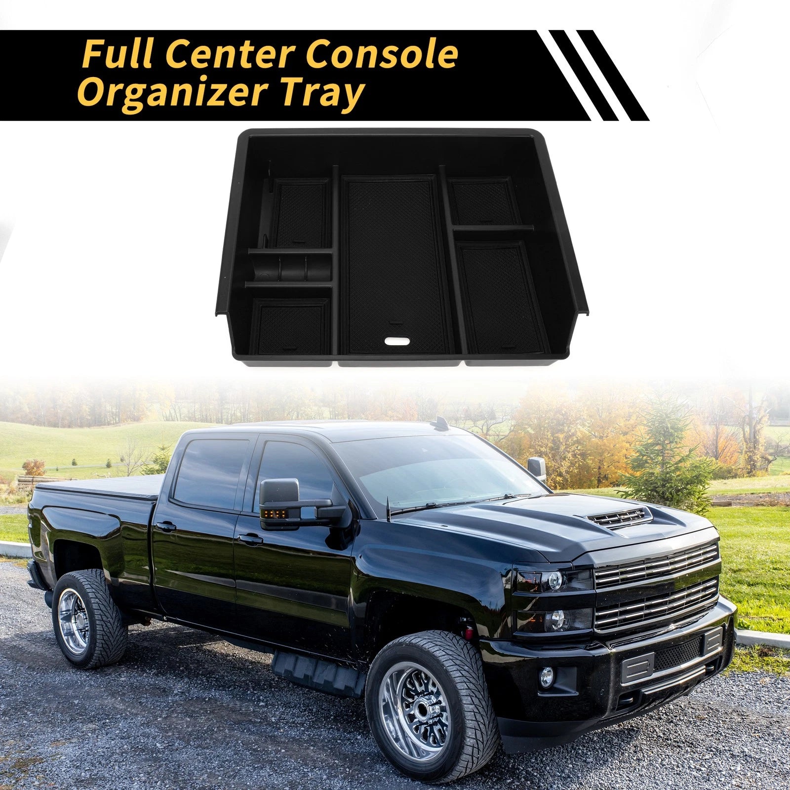 Center Console Organizer Box Tray for Chevy Silverado GMC Sierra Black