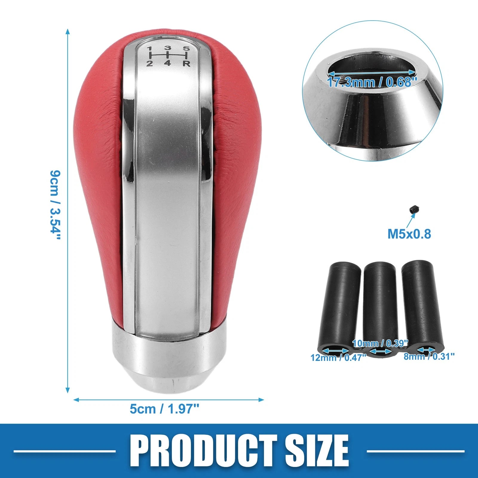 5 Speed Gear Shift Knob for Universal Manual Transmission (9cm, Red)