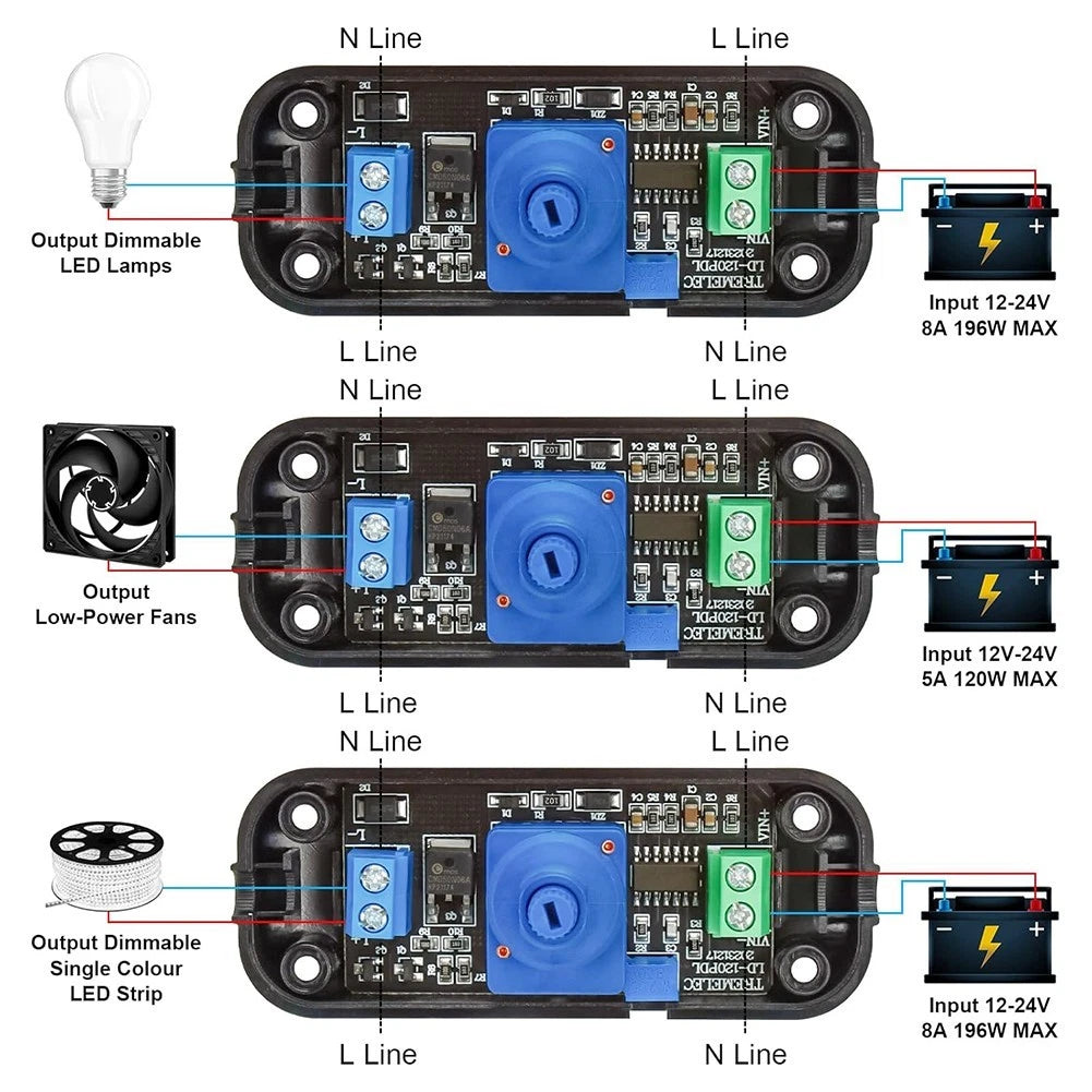 Inline Dimmer Switch for LED Lights (12V 24V)