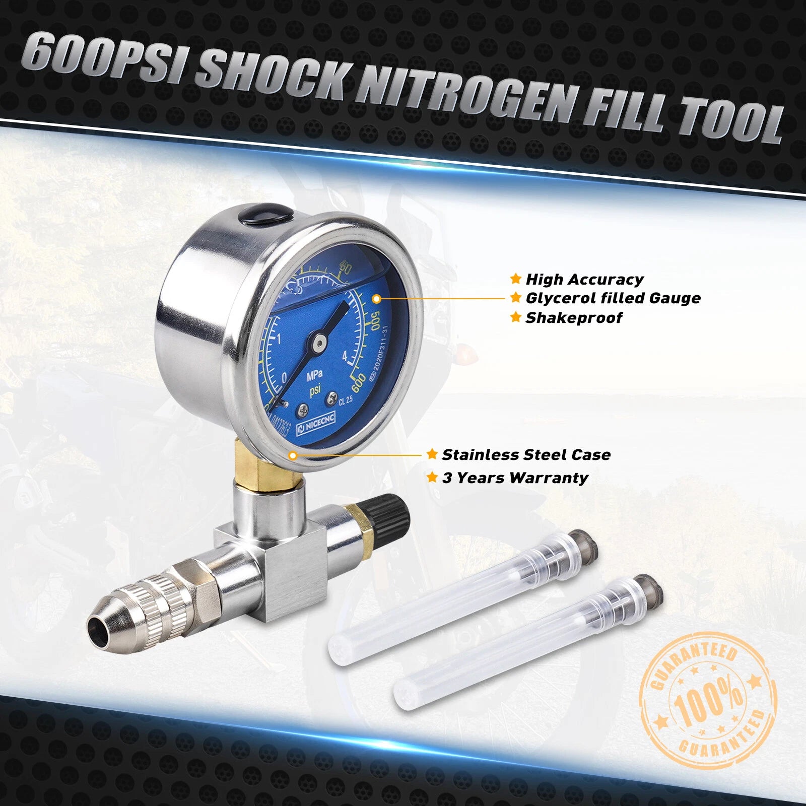 Shock Nitrogen Needle Fill Tool for Motorcycle ATV UTV (Universal)