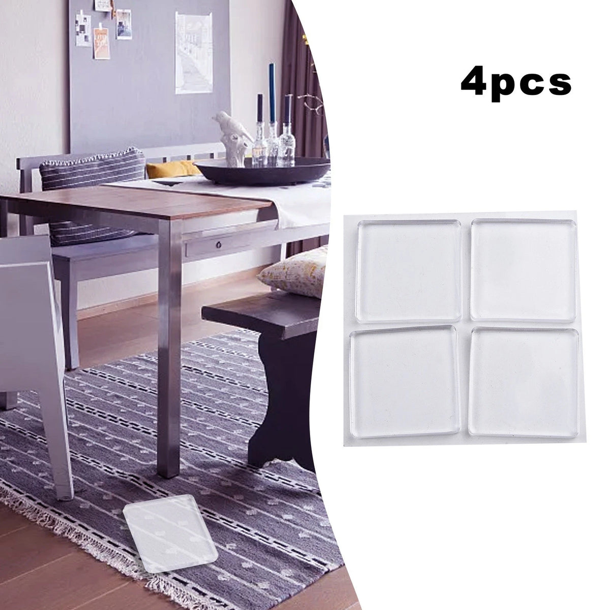 Set of 4 Transparent Anti Vibration Shock Absorbing Mats for Washing Machine