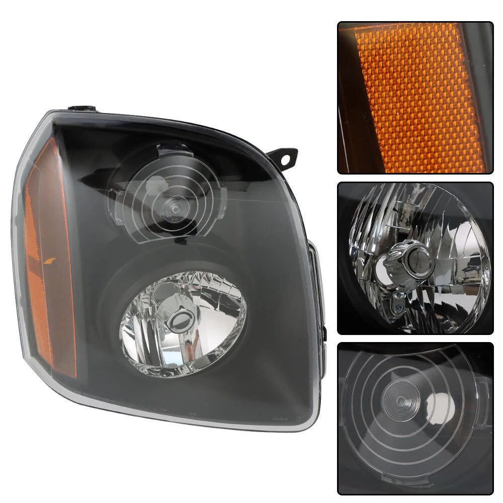 Headlight Assembly for GMC Yukon XL (2007–2014) LH/RH Halogen Black Clear