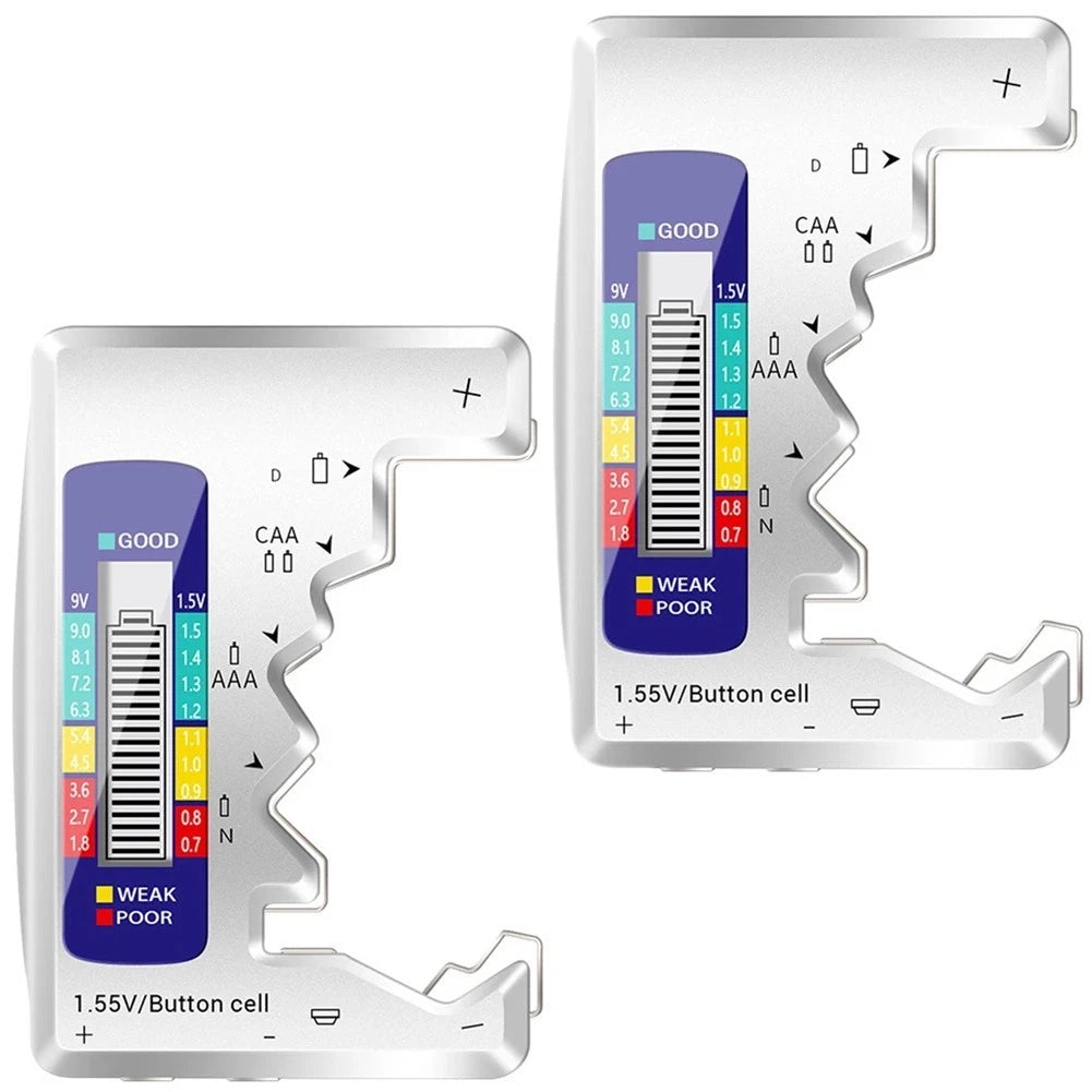2X Digital LCD Battery Tester for AA AAA C D 9V Button Cell Types