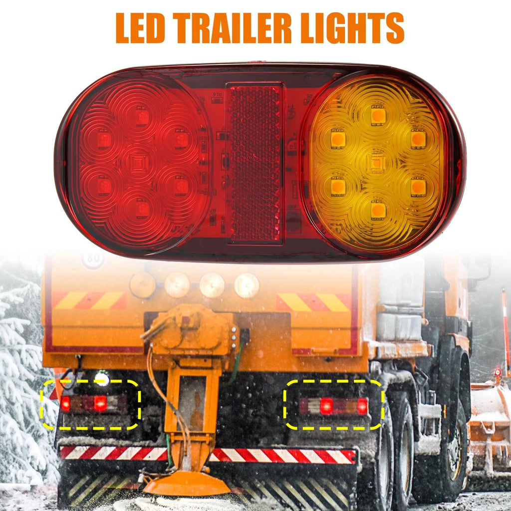 2 Pack LED Trailer Lights 12V-36V Stop Turn Brake for Red Amber