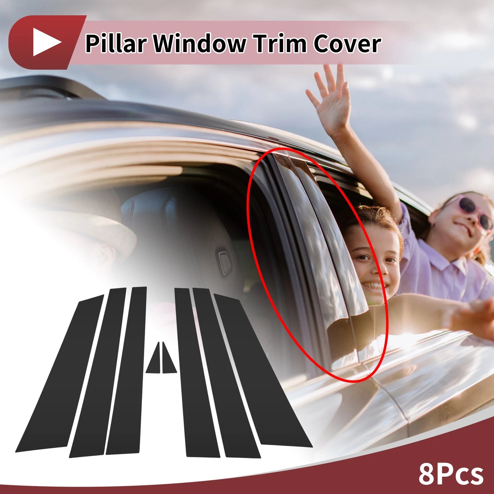 Door Pillar Window Trim for Chevrolet Impala (1994–1996) Black Front Rear