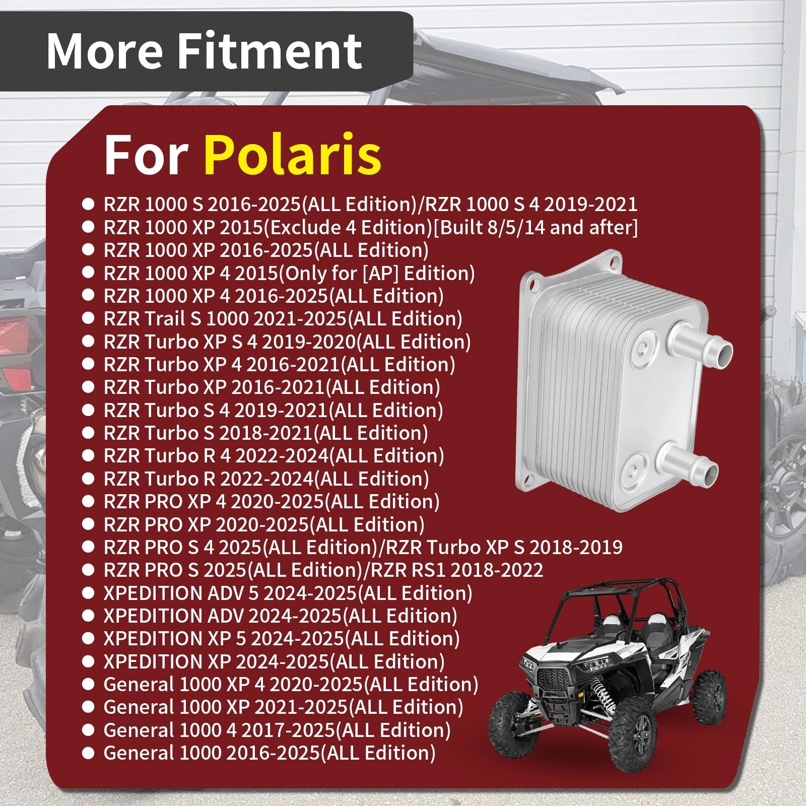 Oil to Water Cooler 1240820 for Polaris RZR S 1000 (2014–2020)