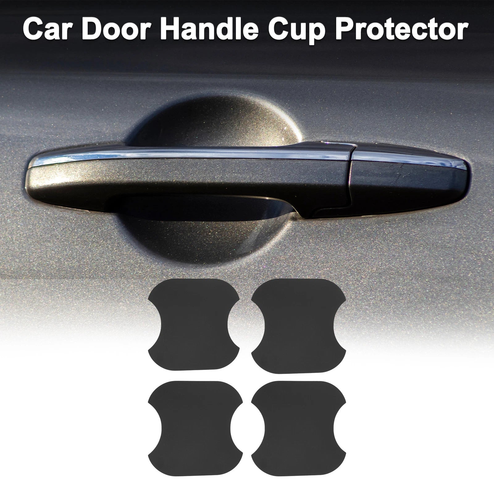 Car Door Handle Scratch Protector for Universal Vehicles (91x93mm, Matte Black)