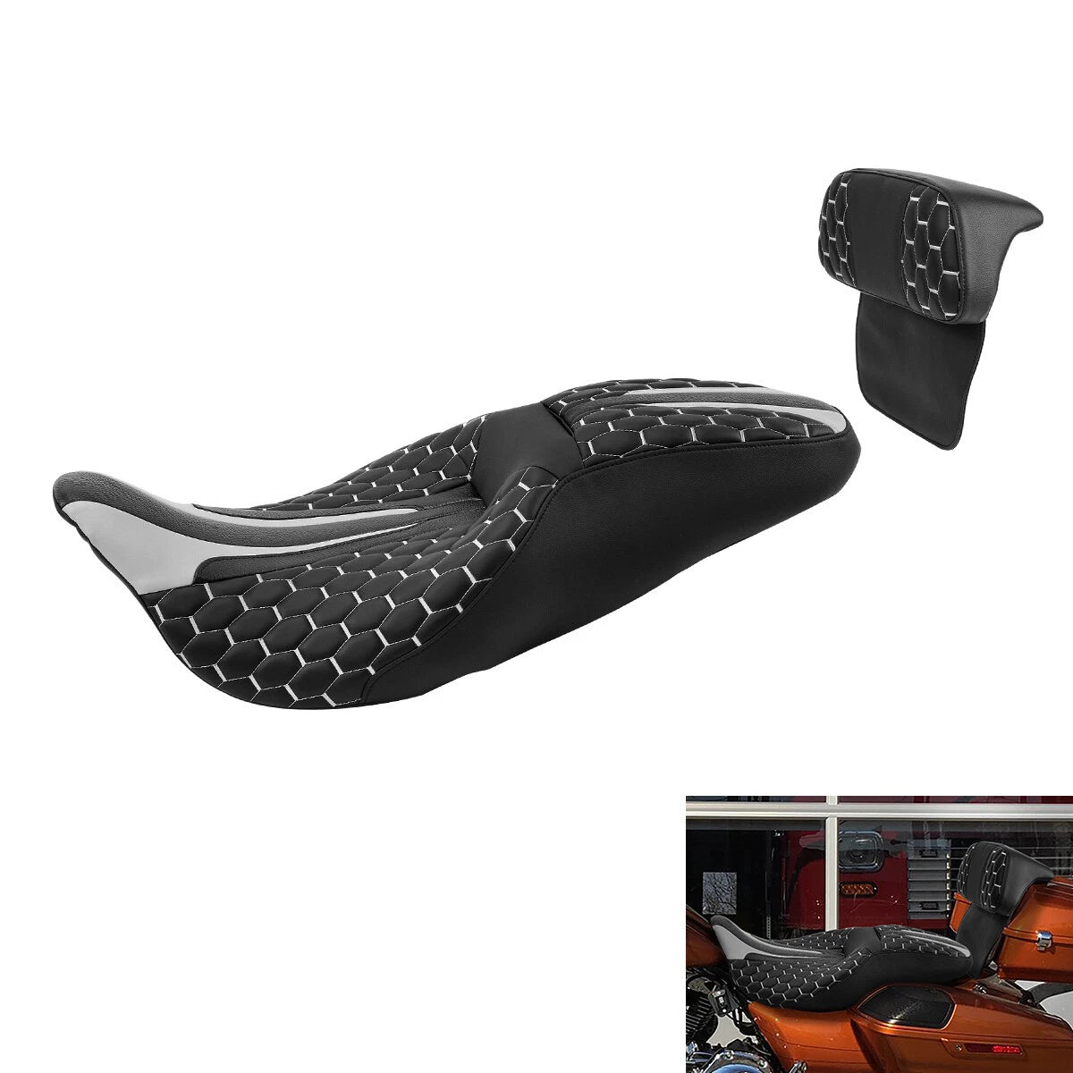 Driver Passenger Seat w/ Backrest for Harley Road Glide (2014–2023)
