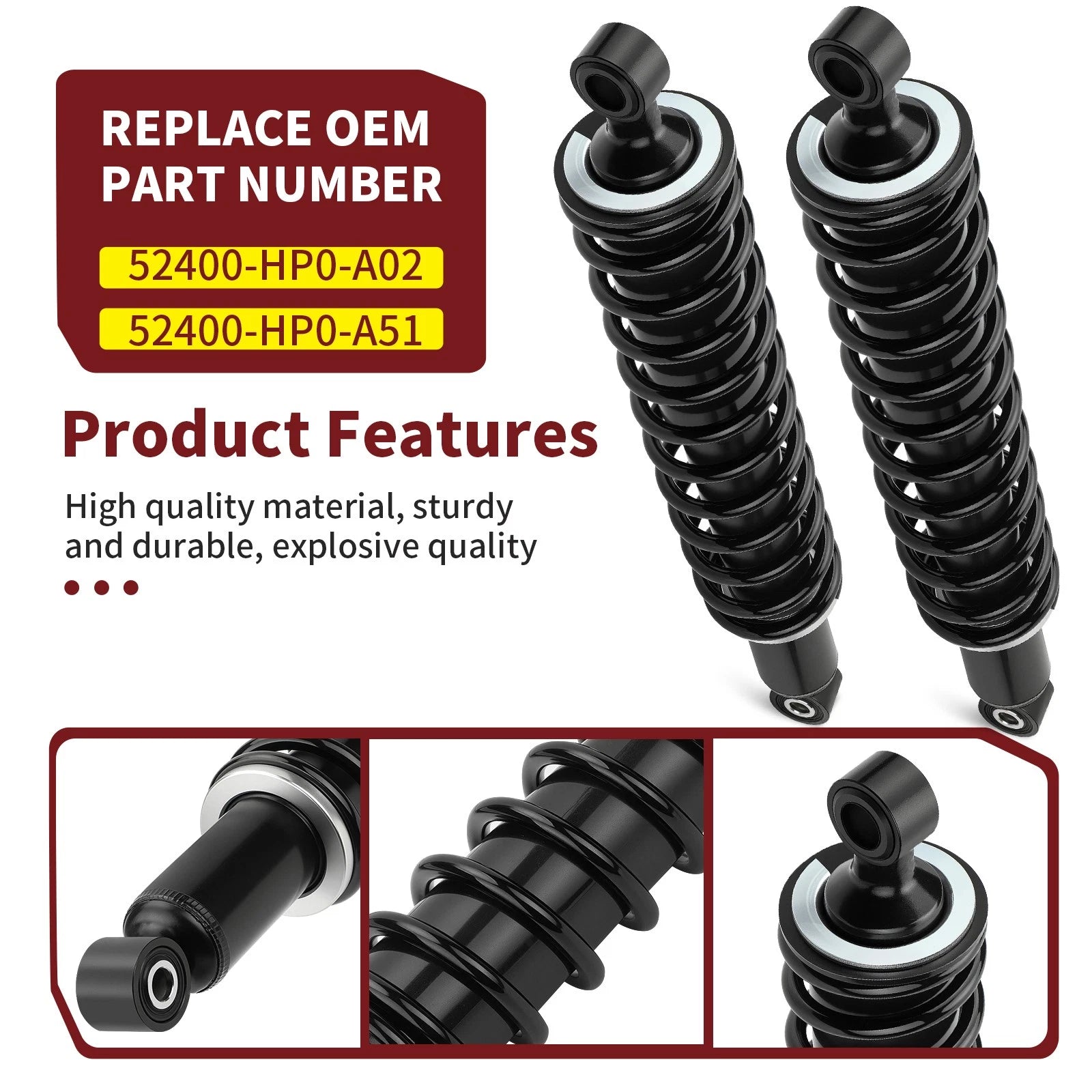 Rear Shocks Absorber for Honda Foreman 500 4x4 TRX500FE (2005–2011) 52400-HP0-A51