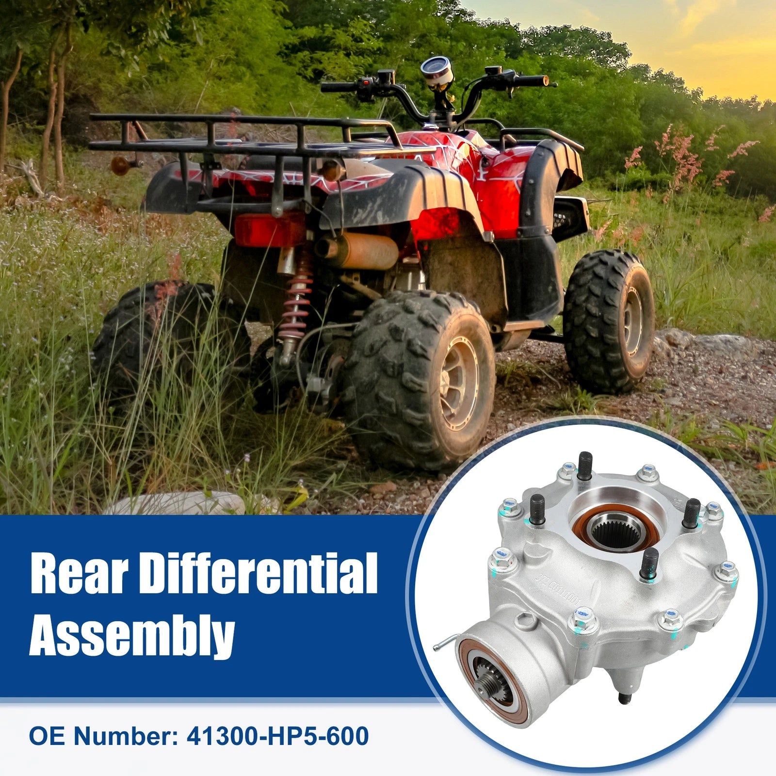 Rear Differential Assembly Replacement Fit for Honda Rancher 420 Silver Tone (2007–2013)