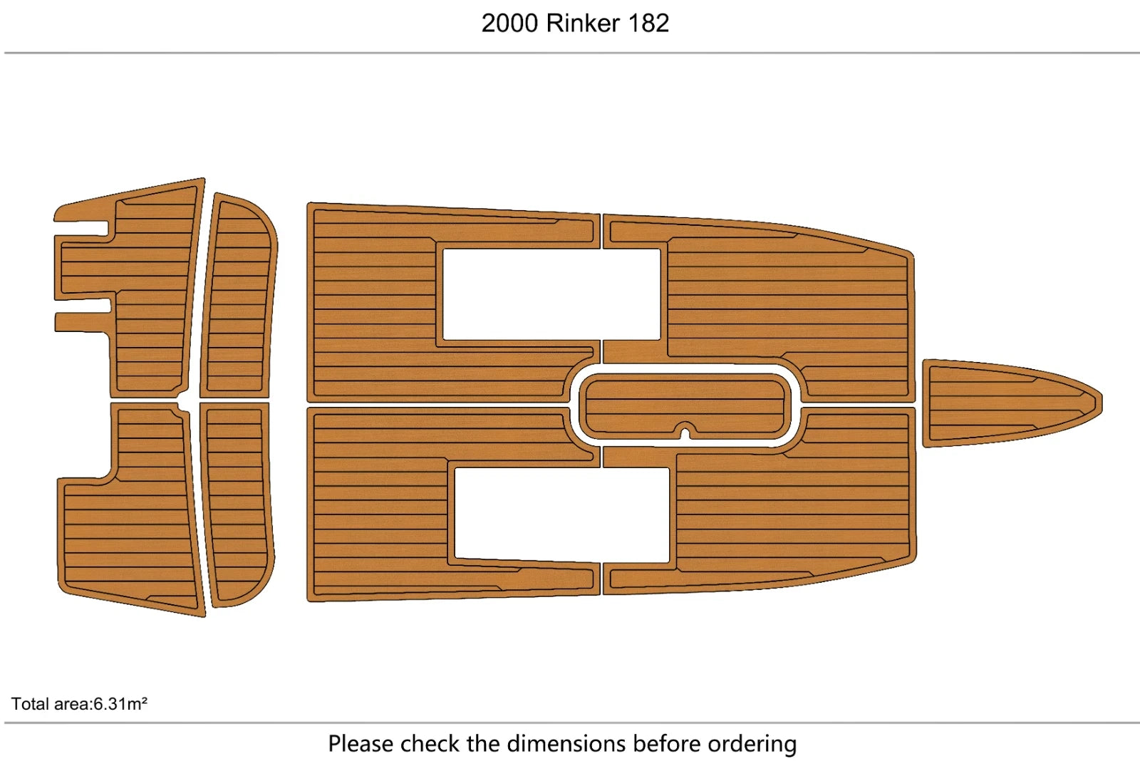 EVA Foam Teak Deck Flooring Mat for Rinker 182 (2000)