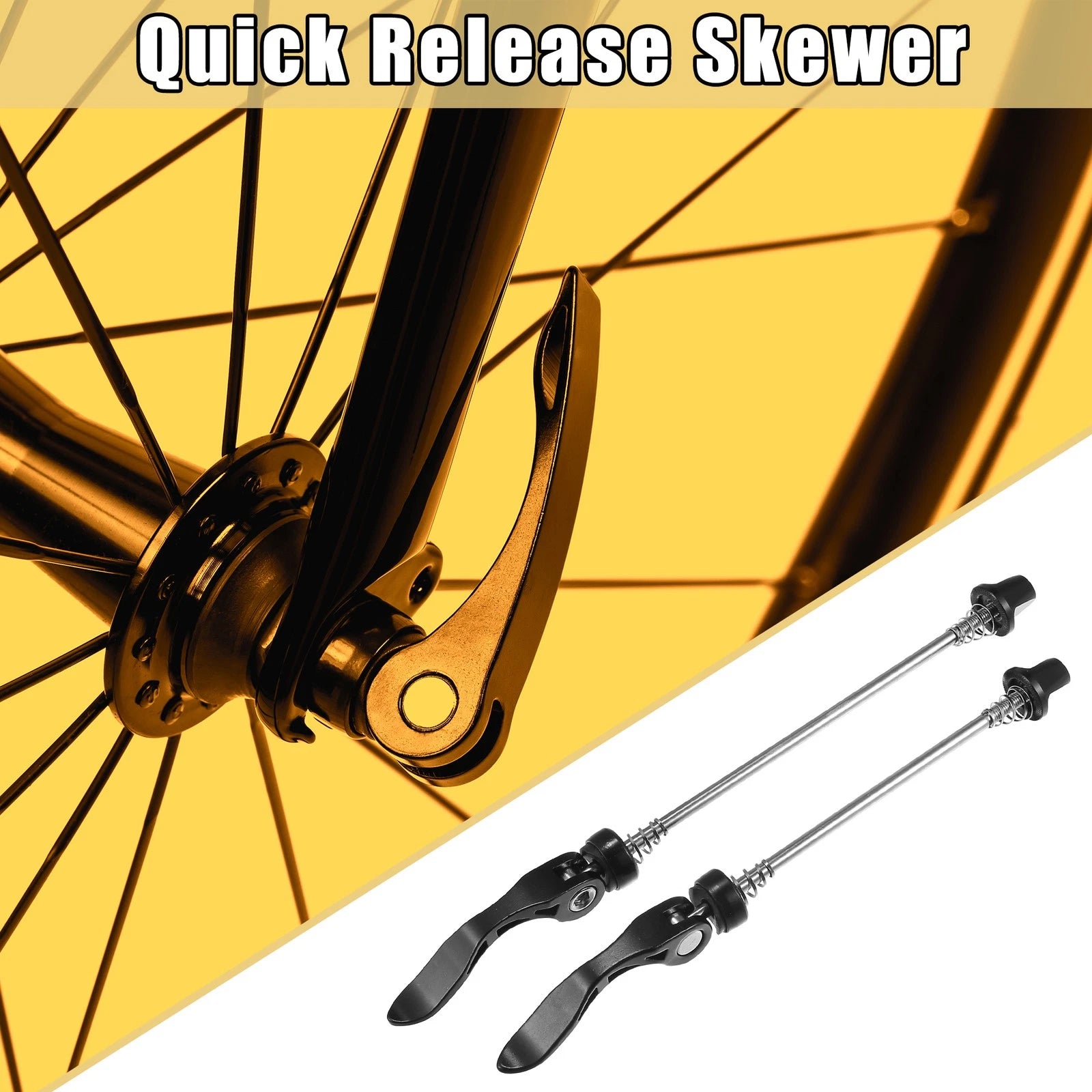 Bicycle Quick Release Axle Set Replacement for Front Rear 143mm 173mm (Black)