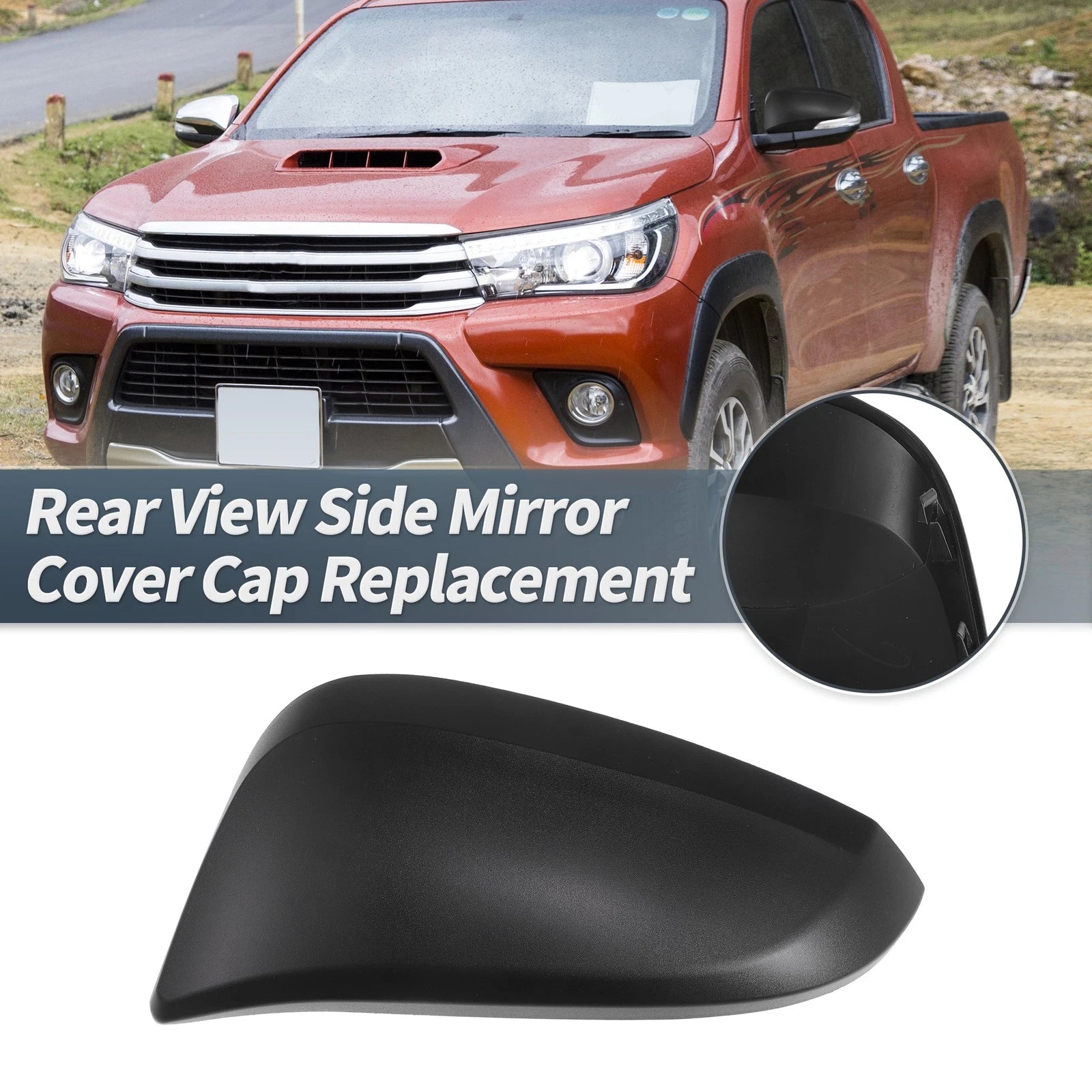 Left Side Rearview Mirror Cover Cap Replacement for Toyota Hilux (2015–2020)