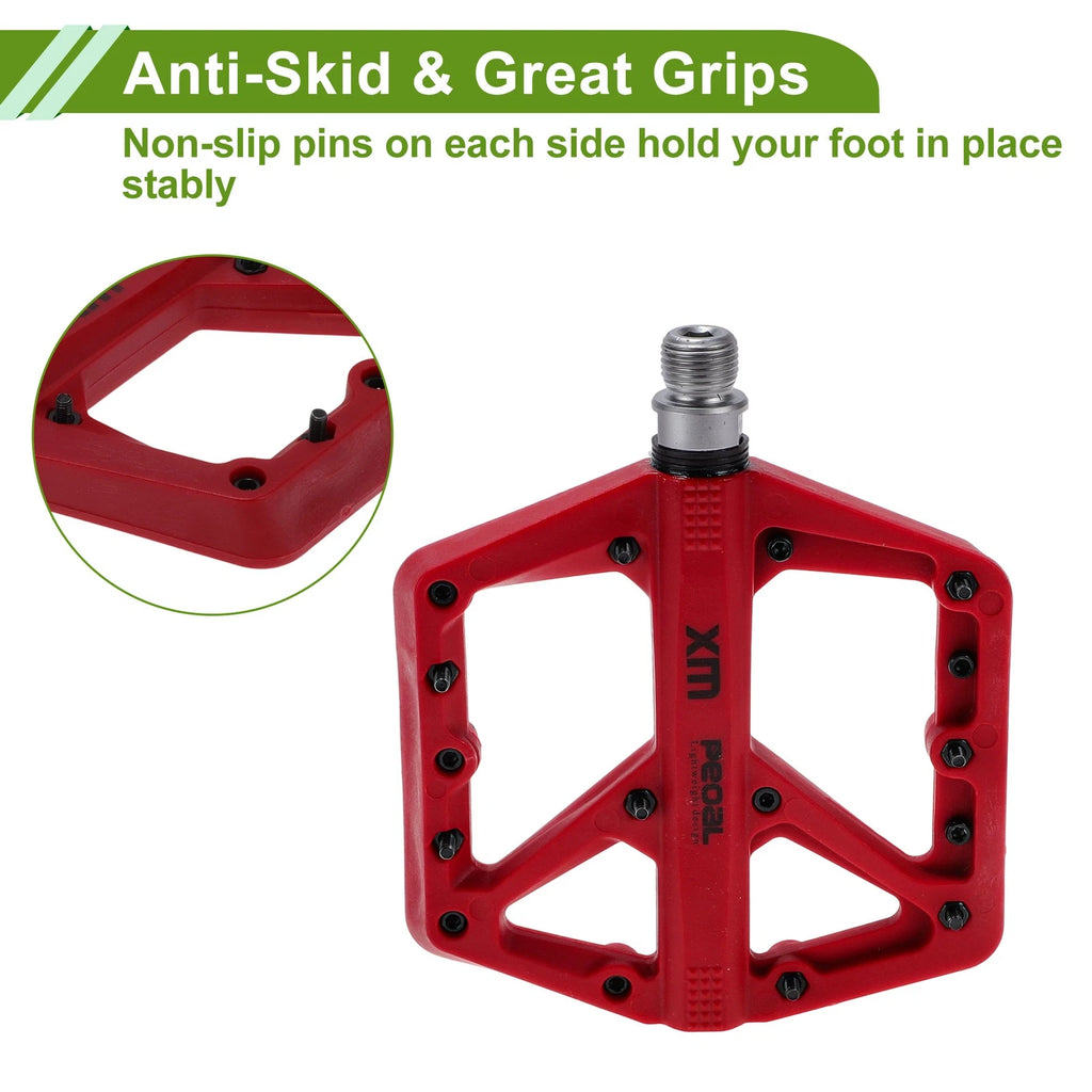 Bicycle Pedals Nylon Universal Fit 14mm Axle Non Slip Pair for Universal