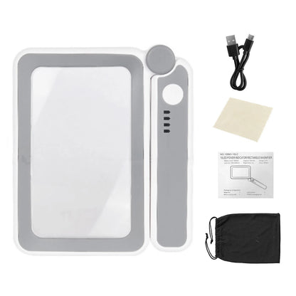 Rechargeable 4x Rectangular Magnifier with LED Light for Needlework