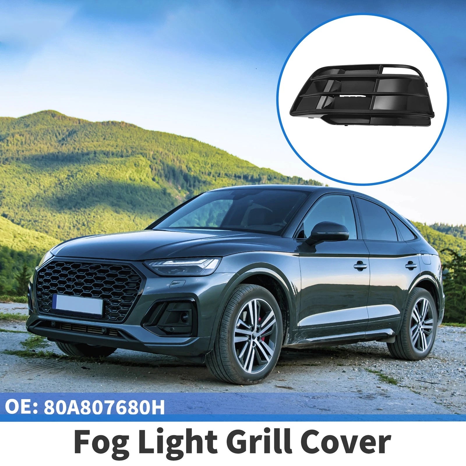 Front Left Fog Light Grill Replacement for Audi Q5 SQ5 (2018–2022)