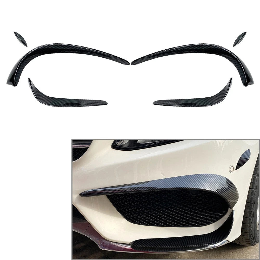 Front Bumper Spoiler Lips Canards for Mercedes Benz C Class W205 (2015–2018)