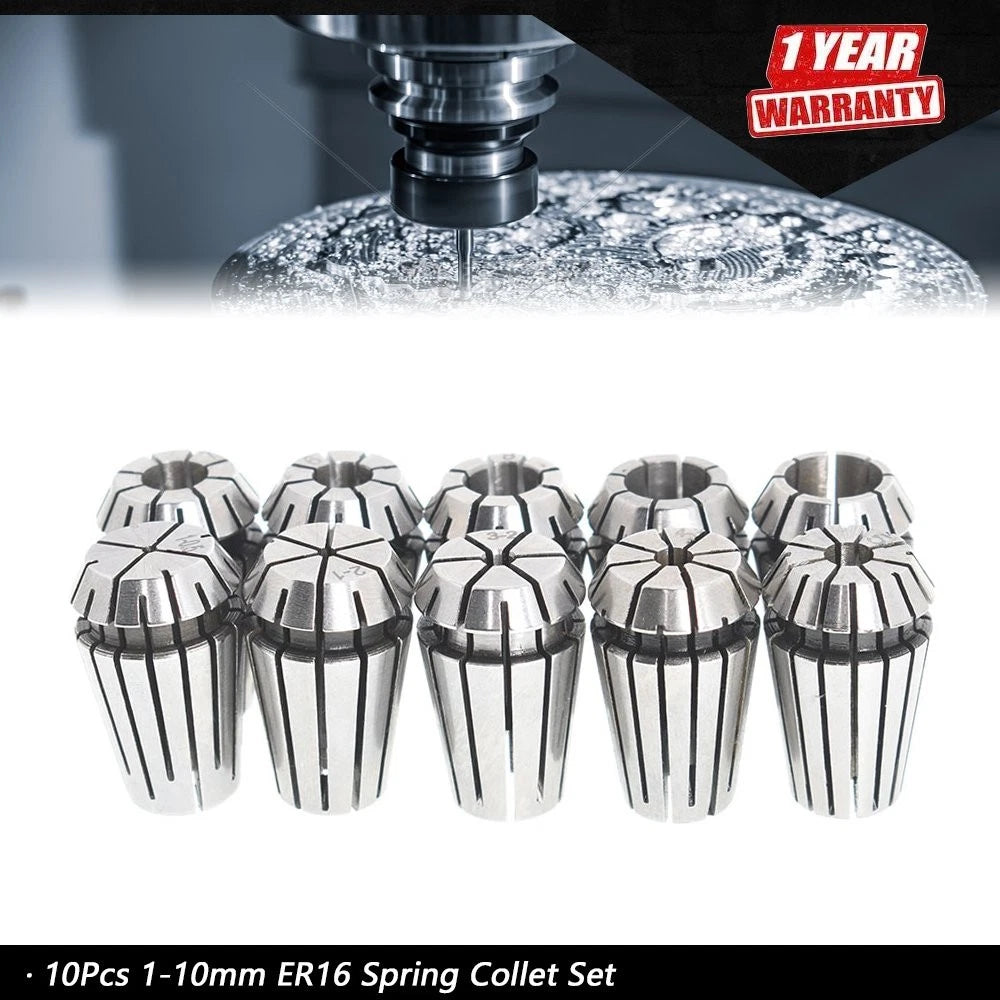 10PC Spring Collet Set for CNC Workholding ER16 (Engraving Milling Lathe)