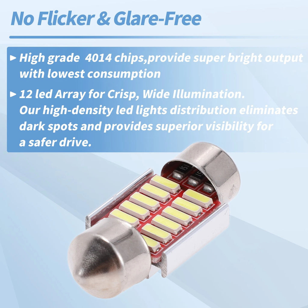 2X LED Dome Light Bulbs 4014 Chip 31mm for