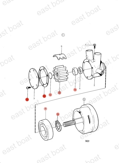 Water Pump Repair Kit for Volvo Penta DP-A DP-A2 DP-C DP-C1 DP-D DP-D1 (All Years)