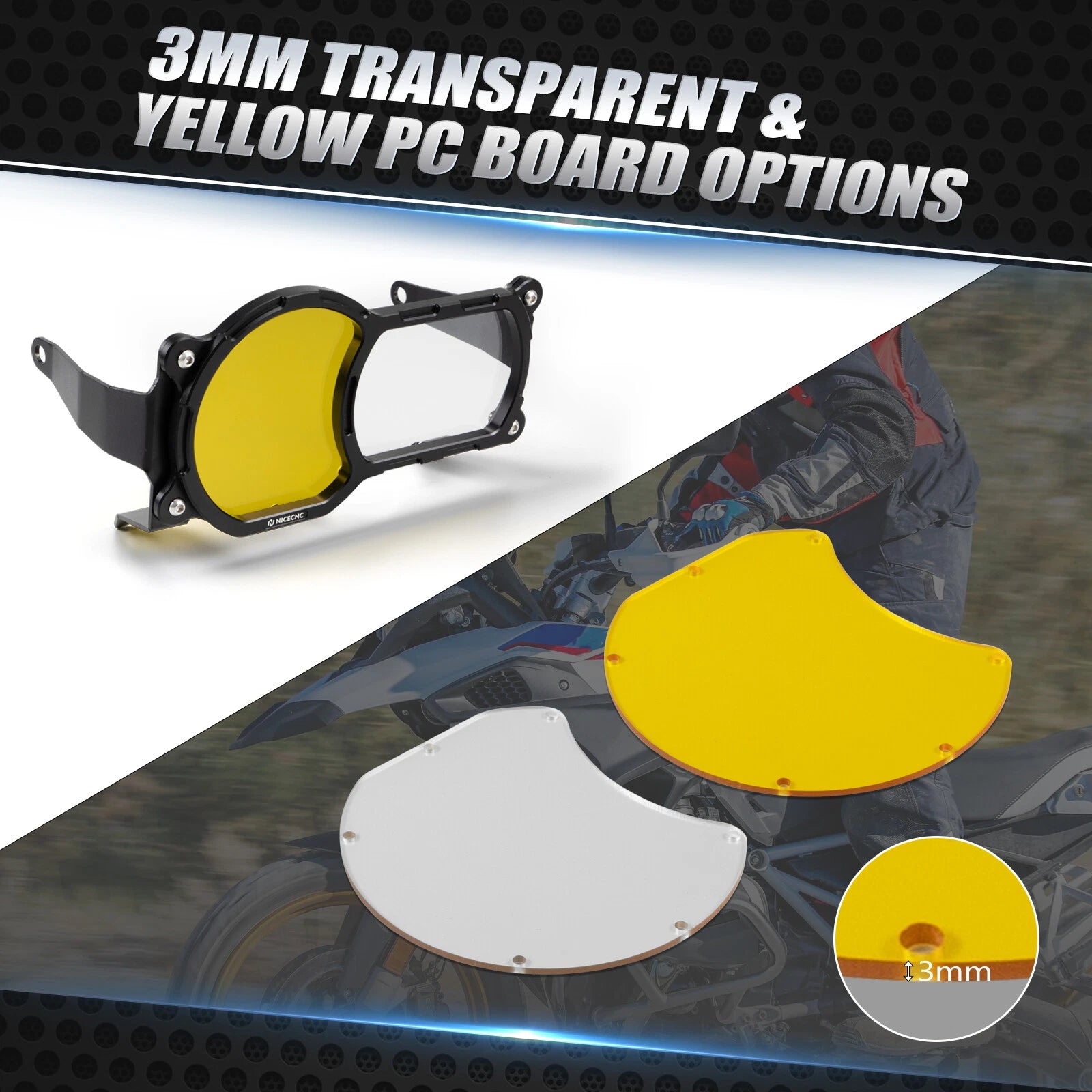 Headlight Protector for BMW R1250GS (2020–2023) - Clear/Yellow PC Boards