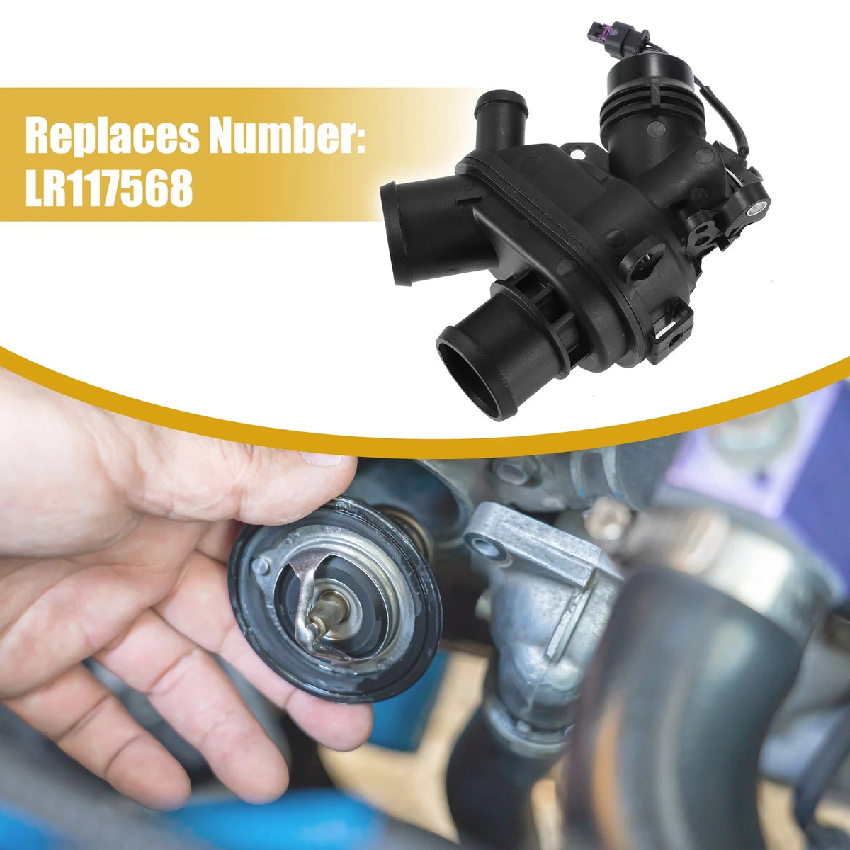 Thermostat Housing Assembly w/Sensor for Land Rover LR4 (2010–2016) No.LR117568 AJ813986