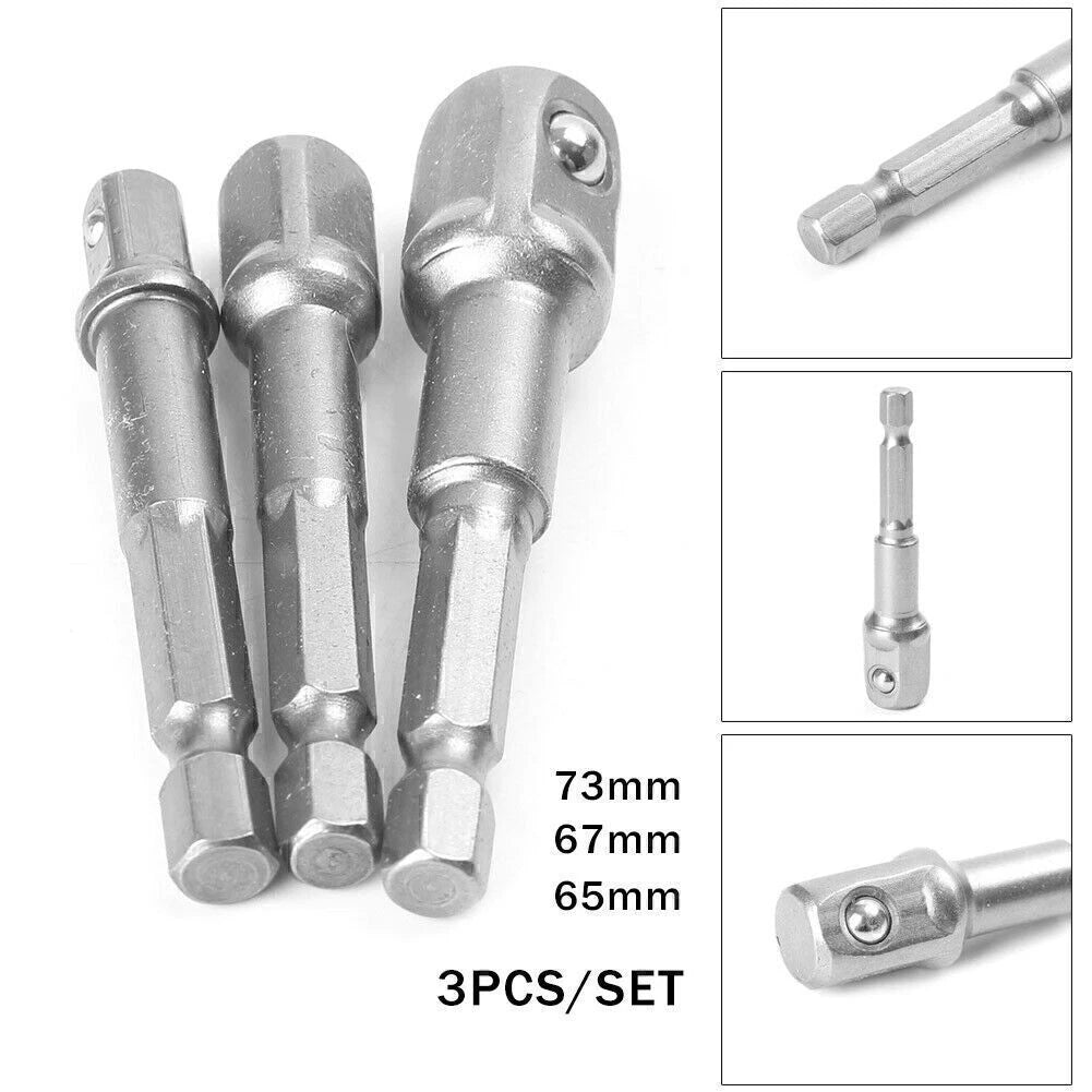 3X 65/67/73mm Socket Adapter Set for Impact Driver Drill Bits