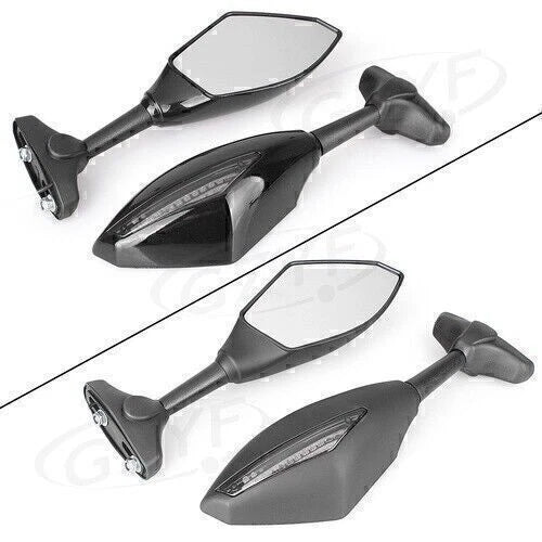 Motorcycle Rearview Mirror with Yellow Indicator Light for Road Bike