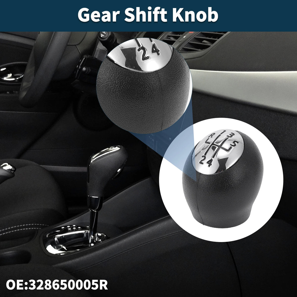 5 Speed Gear Shift Knob No.328650005R for Renault Laguna (2007–2022) Plastic