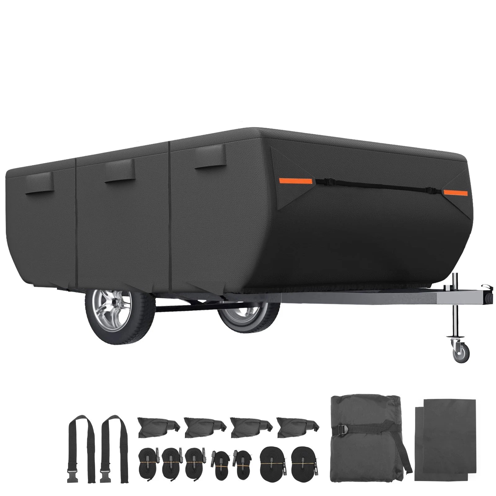 Waterproof Pop Up Camper Trailer Cover with Bottom Straps for RV (10-12 ft)