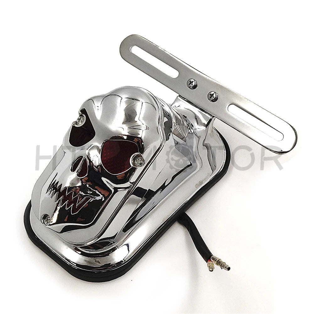 Chrome Skull Brake Tail Light for Harley