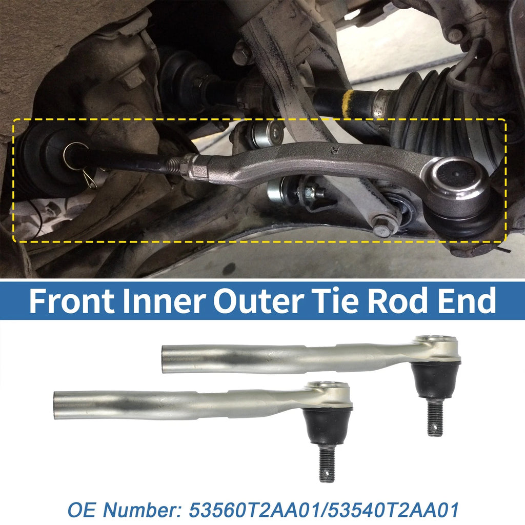 2PCS Front Outer Tie Rod End Links Replacement for Honda Accord (2008–2012)